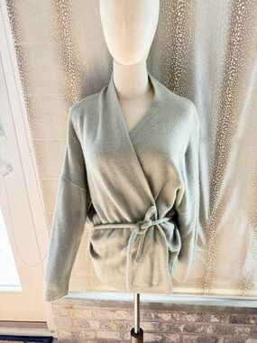 Wrap Belted Cardigan Sweater - Light Sage